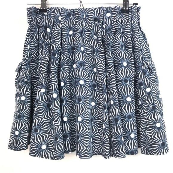 Free People So Much Sun Pleated Skater A Line Mini Graphic Print Pocket Skirt XS - Picture 5 of 8